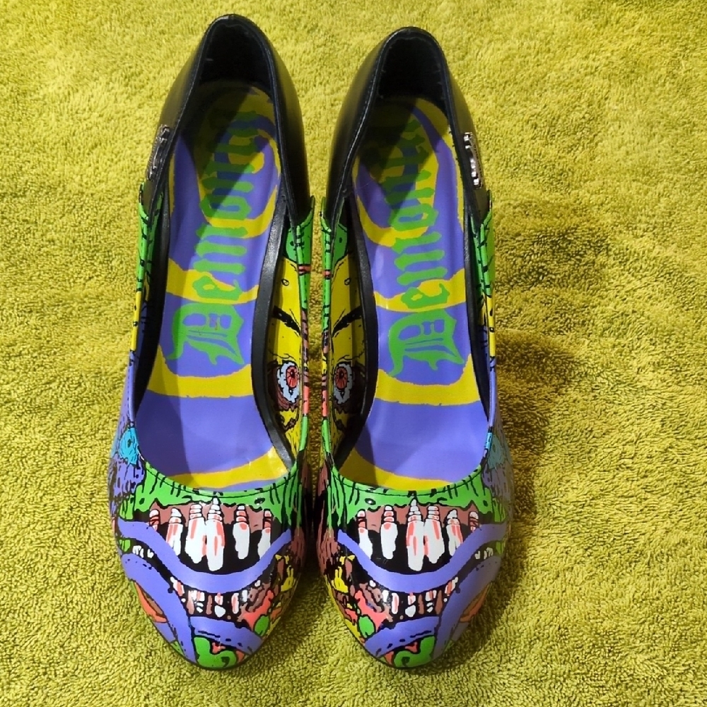 Demonia Multicolor Graphic Heels